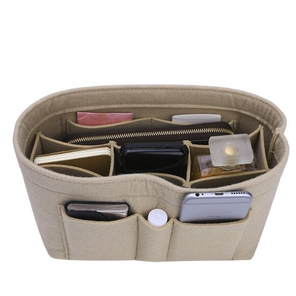 ZTUJO Handbags - Womens Size Small Purse Organizer Insert, Felt Bag Organizer for Handbag Beige